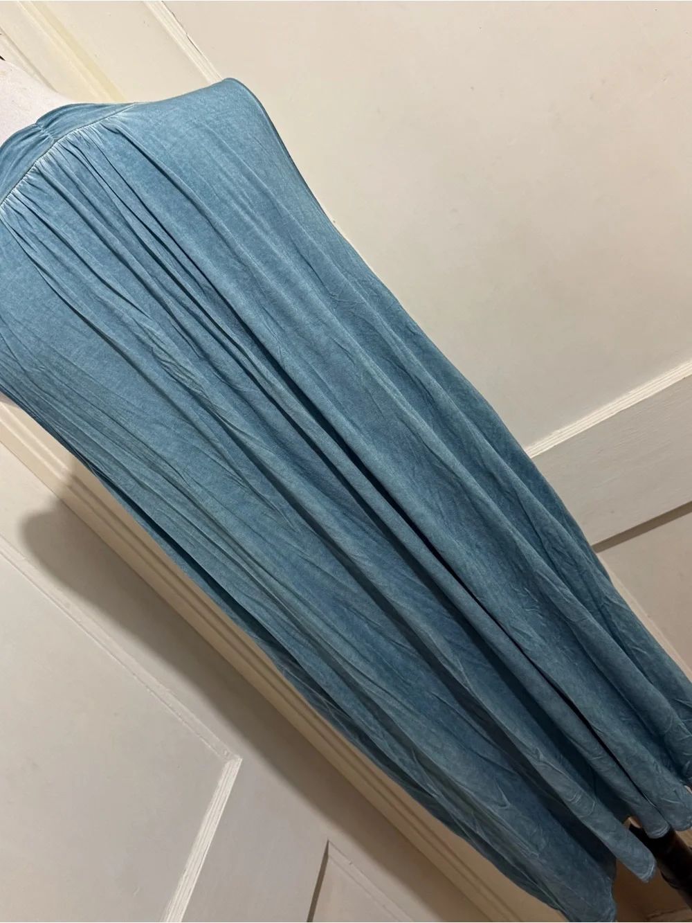 Umgee Light Blue Sleeveless Denim-Style Dress with Lace Trim - Picture 11 of 11